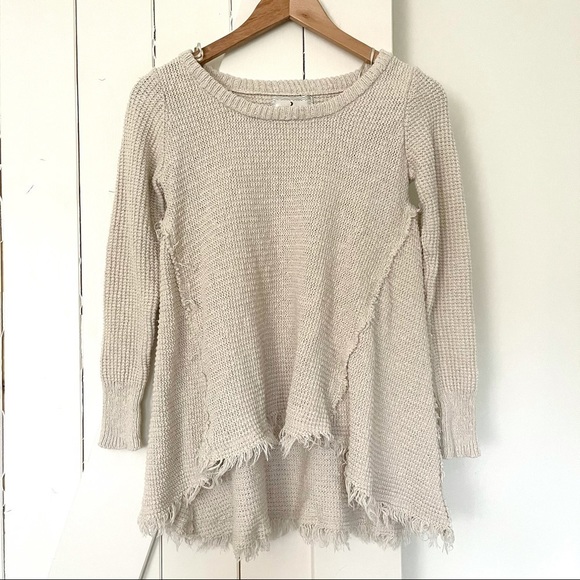 ruby moon Sweaters - Ruby Moon Distressed Tan Boho Sweater small